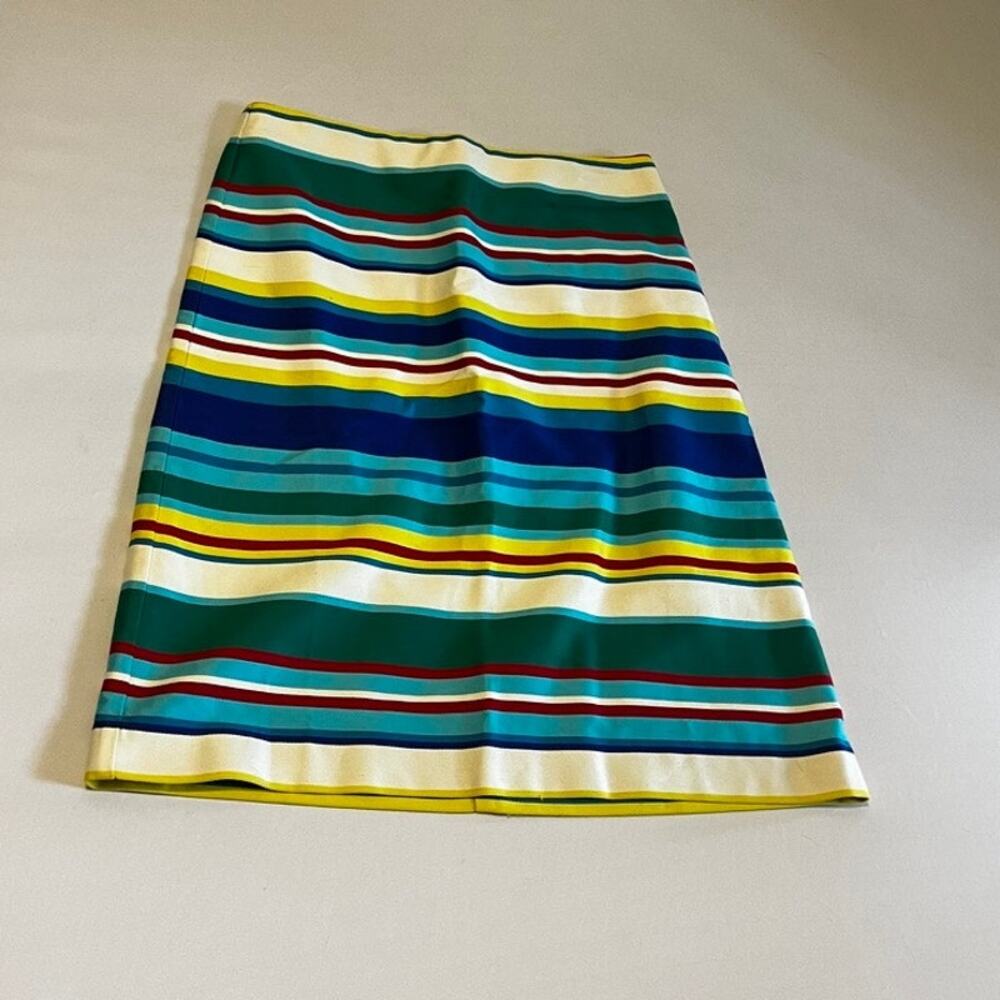 Talbots Multi-Color Stripe 100% Cotton A-Line Midi Pencil Skirt — Size 6